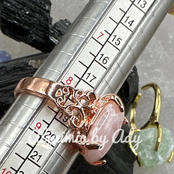 Flower agate rose gold Victorian gem ring - Picture 3 of 9